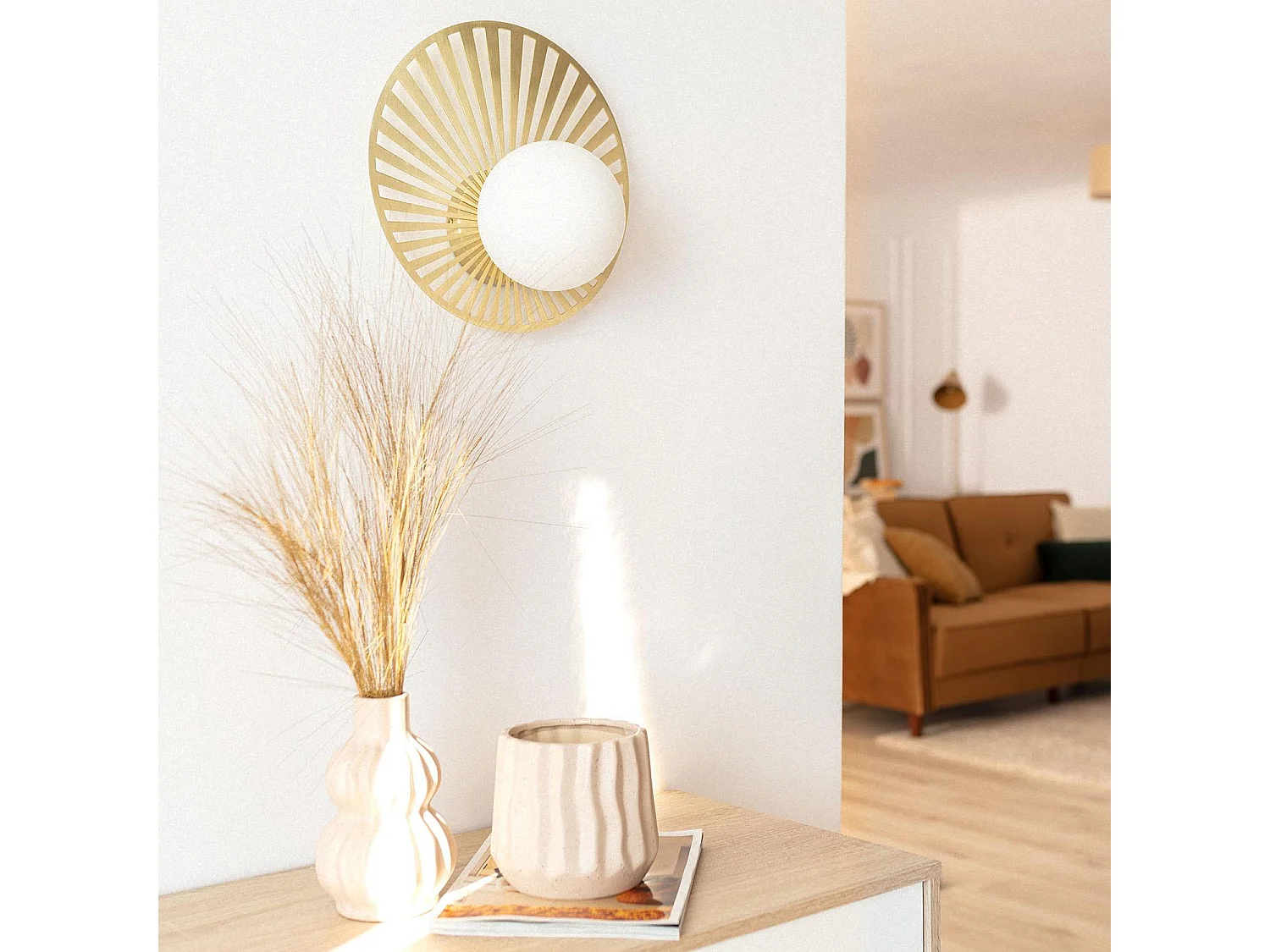 Aplique de Pared de Metal y Cristal Becquer Dorado