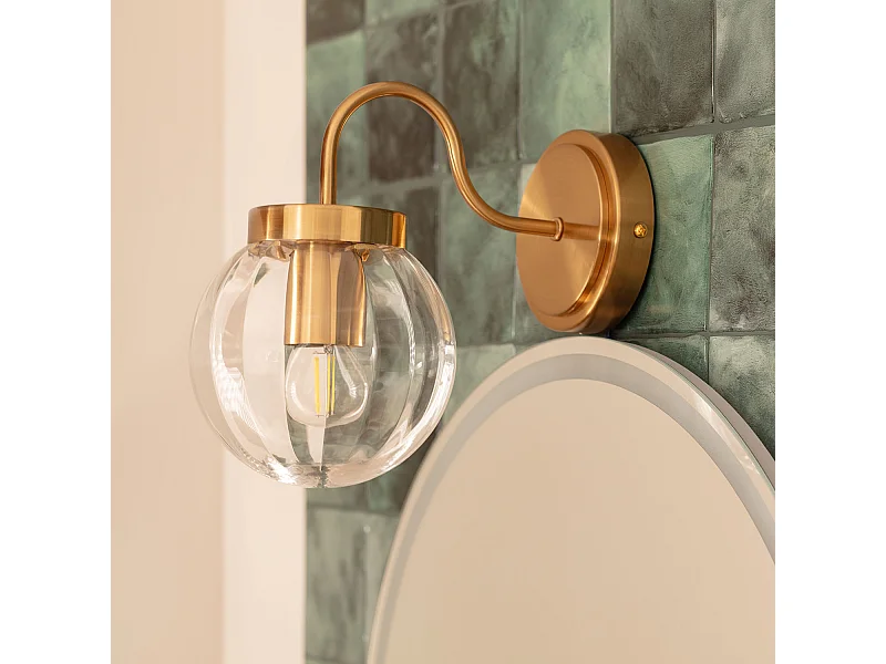 Applique da Parete Esterno Metallo e Vetro Driyah Oro