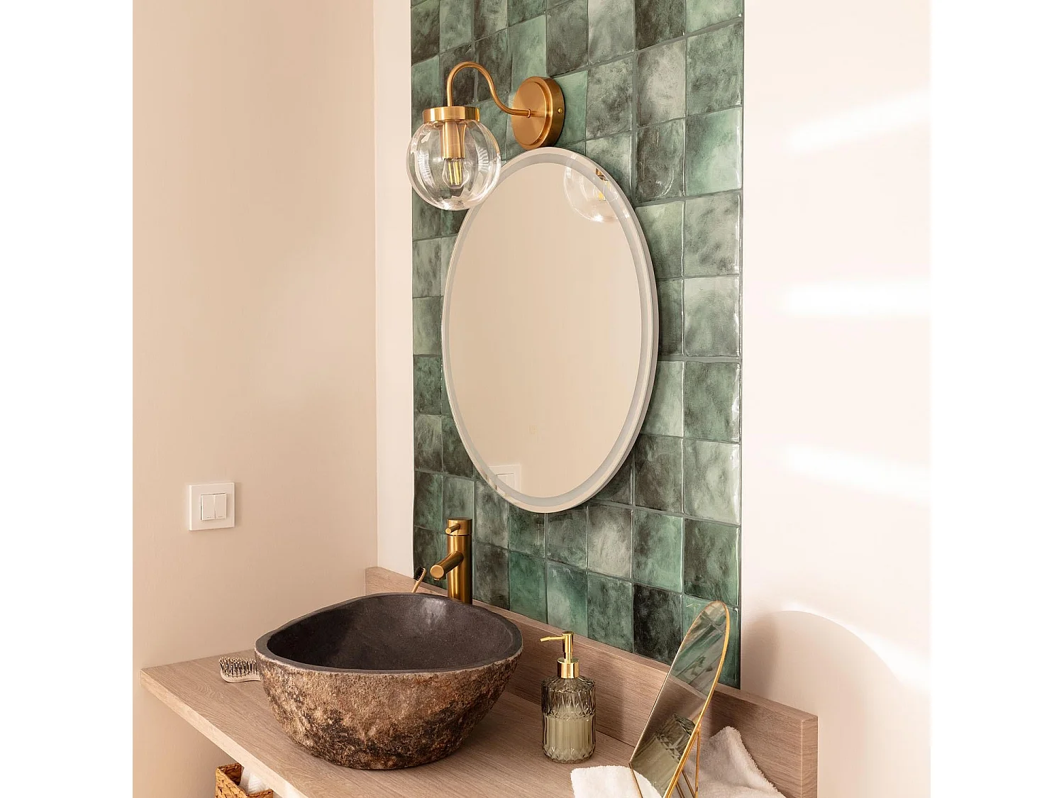 Applique da Parete Esterno Metallo e Vetro Driyah Oro