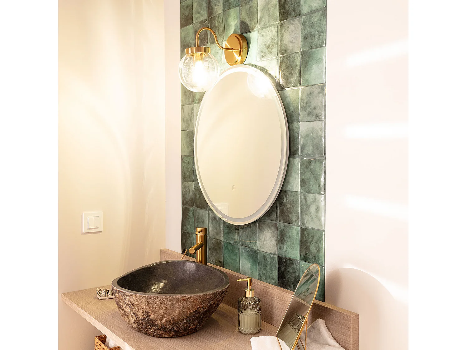 Applique da Parete Esterno Metallo e Vetro Driyah Oro