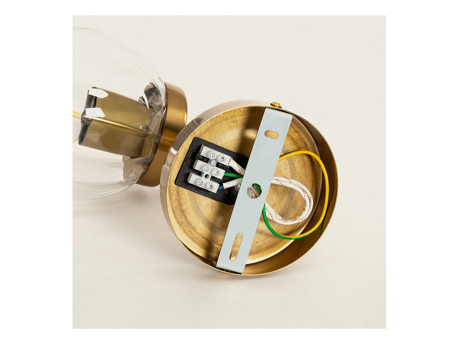 Lámpara de Pared Exterior Metal y Cristal Driyah Dorado