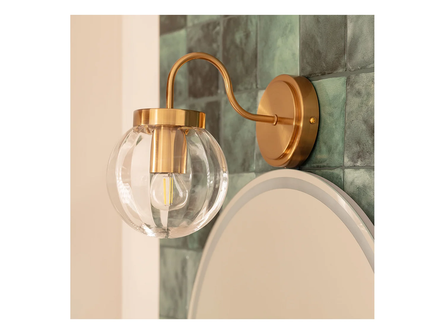 Lámpara de Pared Exterior Metal y Cristal Driyah Dorado