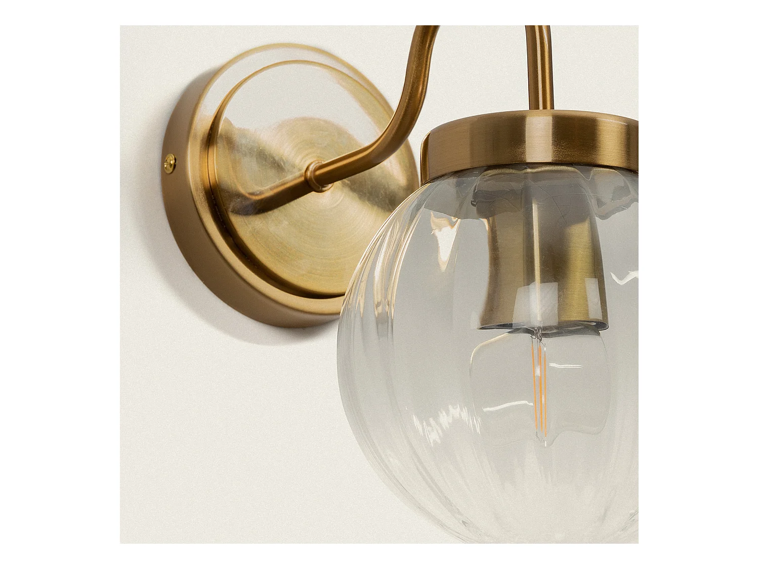 Lámpara de Pared Exterior Metal y Cristal Driyah Dorado