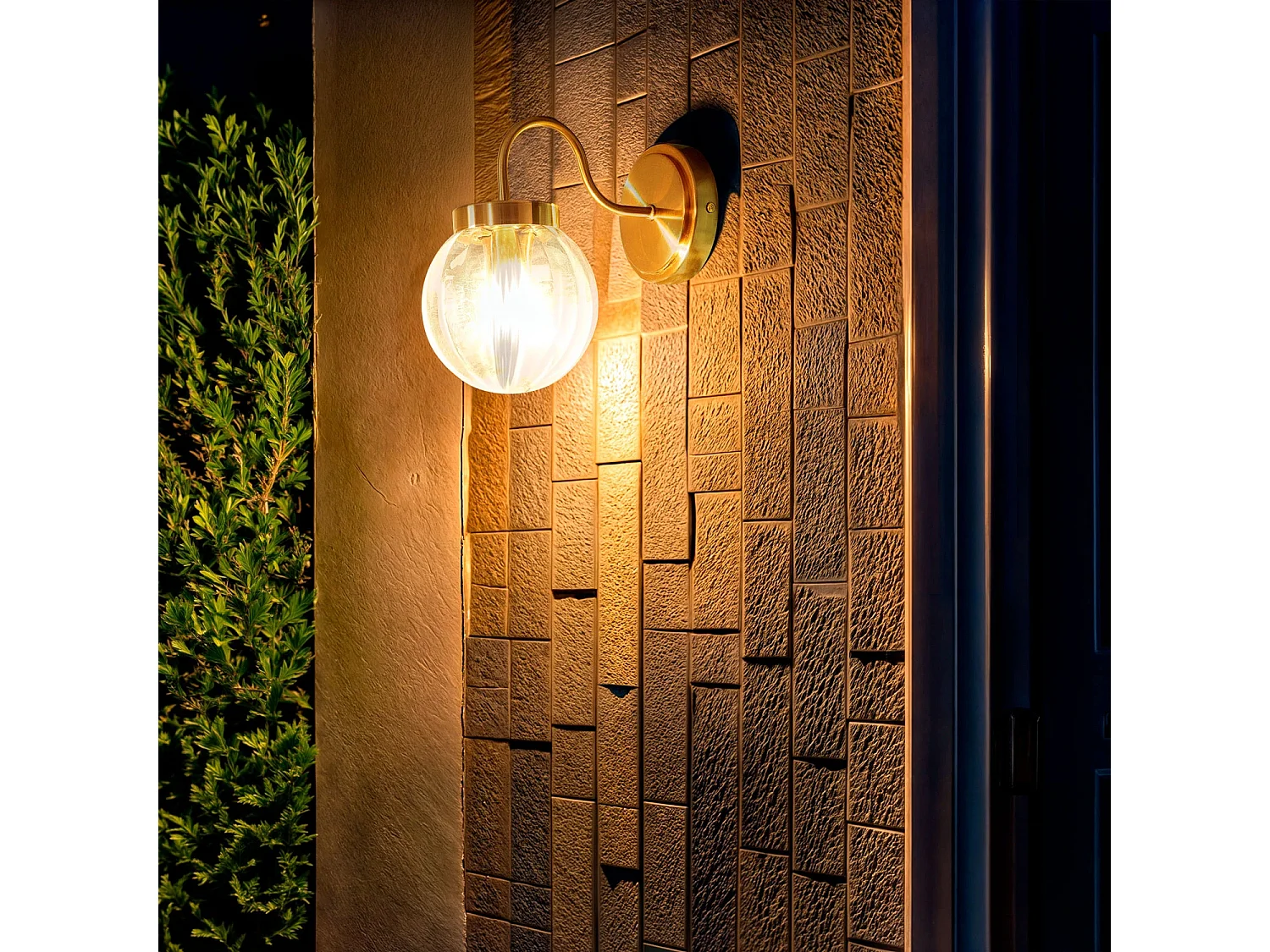 Applique da Parete Esterno Metallo e Vetro Driyah Oro