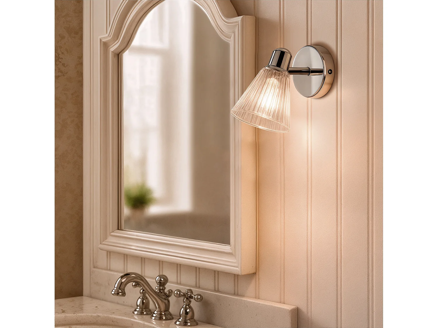 Lampe Murale Salle de Bain 1 Spot Chrome Rain Argent