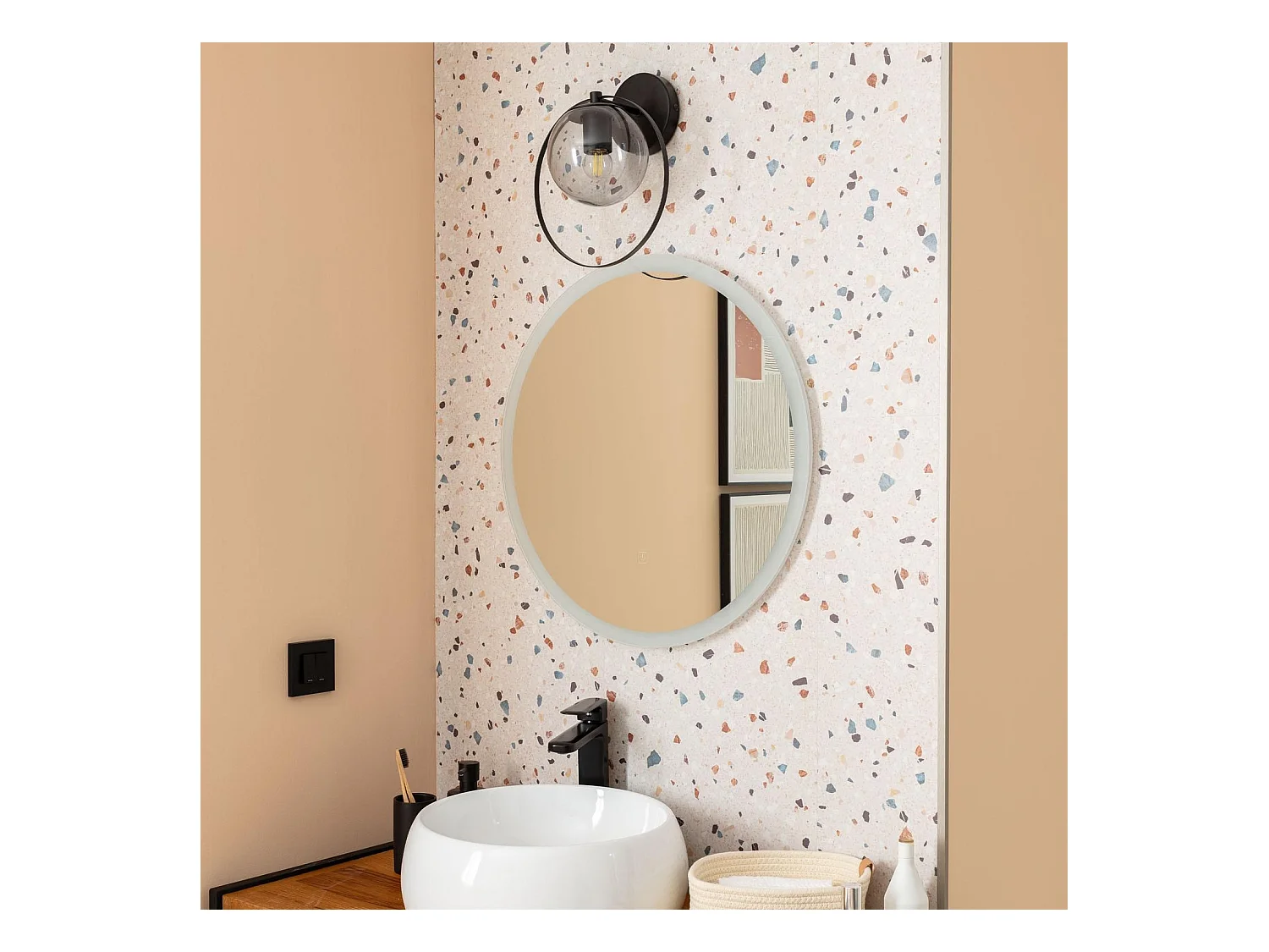 Lámpara de Pared Exterior Metal y Cristal Jubail Negro