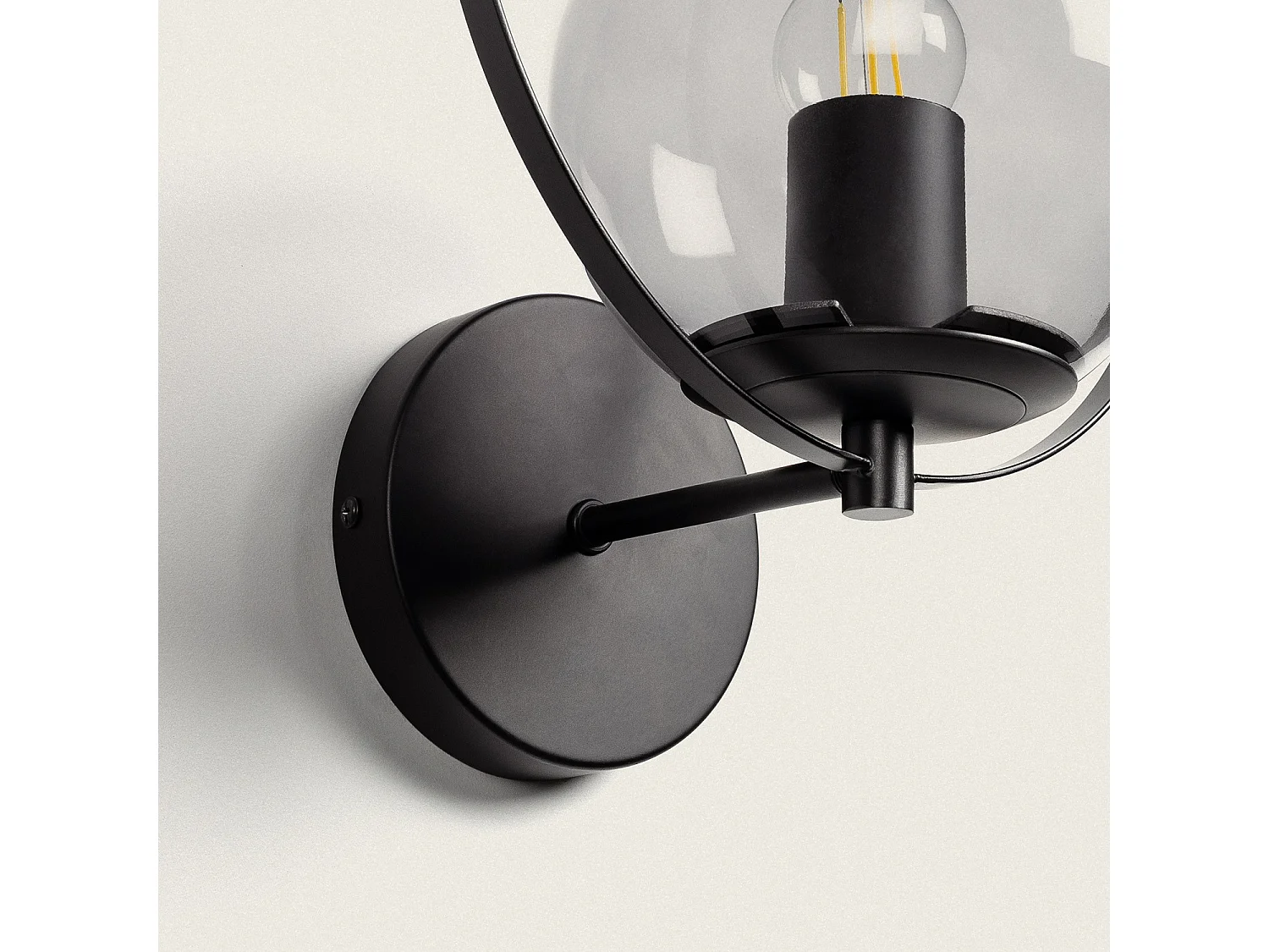 Lámpara de Pared Exterior Metal y Cristal Jubail Negro