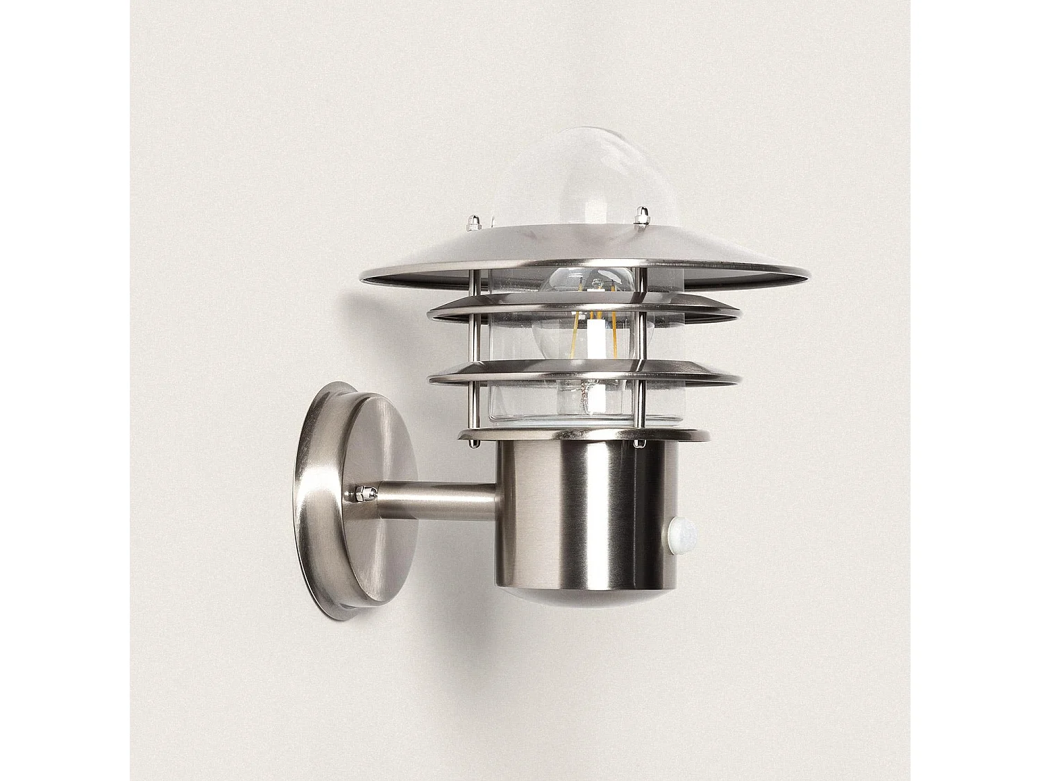 Applique Extérieure Acier Inoxydable Stage avec Capteur PIR Argent