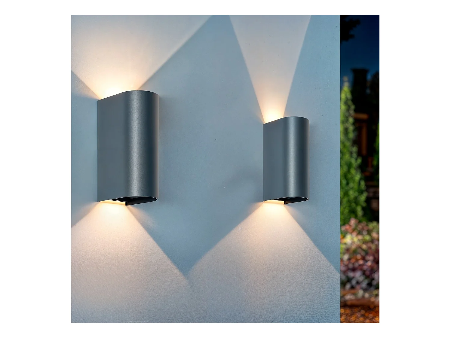 Aplique de Pared Exterior LED 10W Aluminio Iluminación Doble Cara CCT Seleccionable Denny Round Large Antracita
