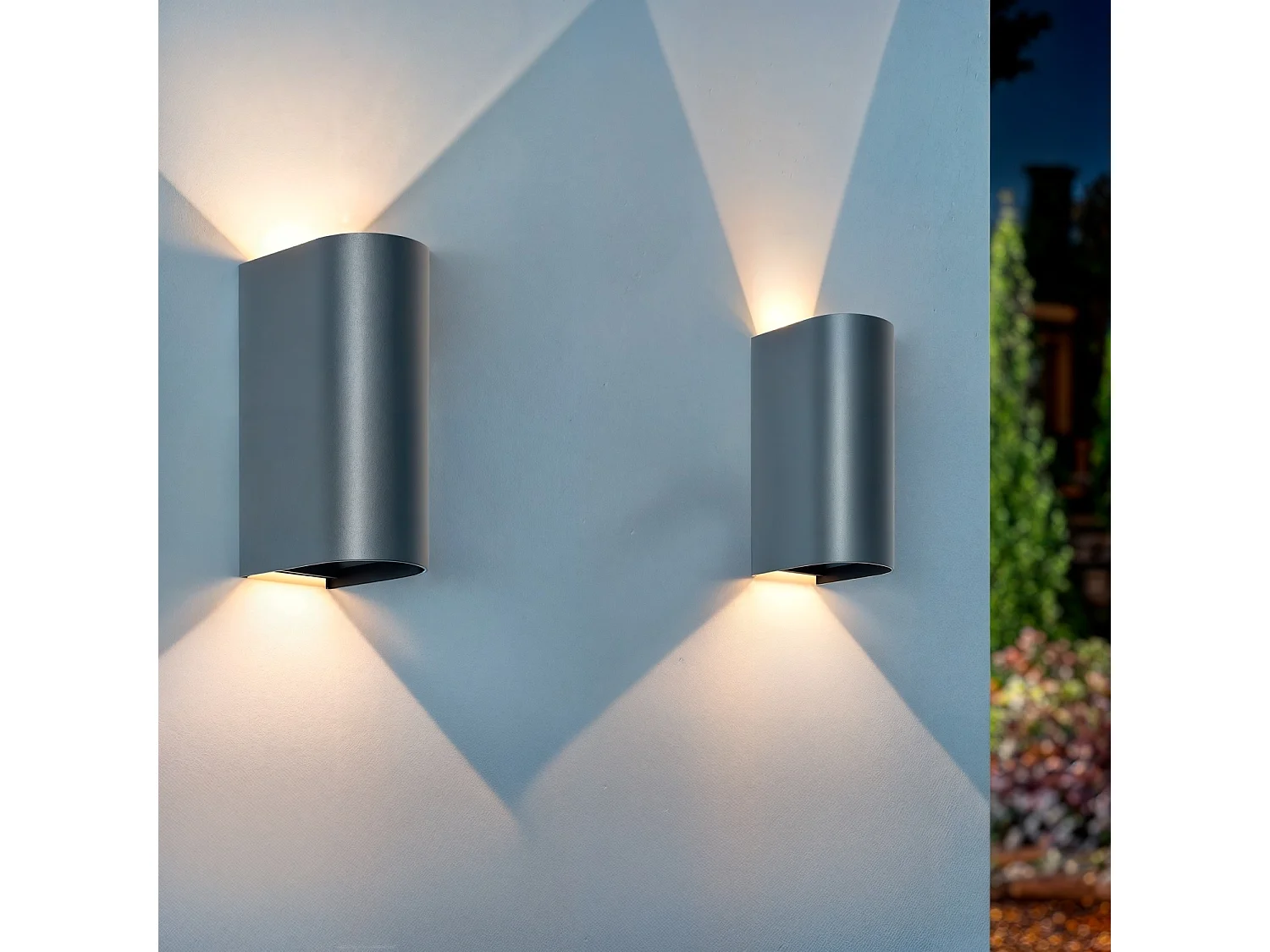 Applique Murale Extérieure LED 10 W Aluminium Éclairage Double Face CCT Sélectionnable Oscilum Round Anthracite