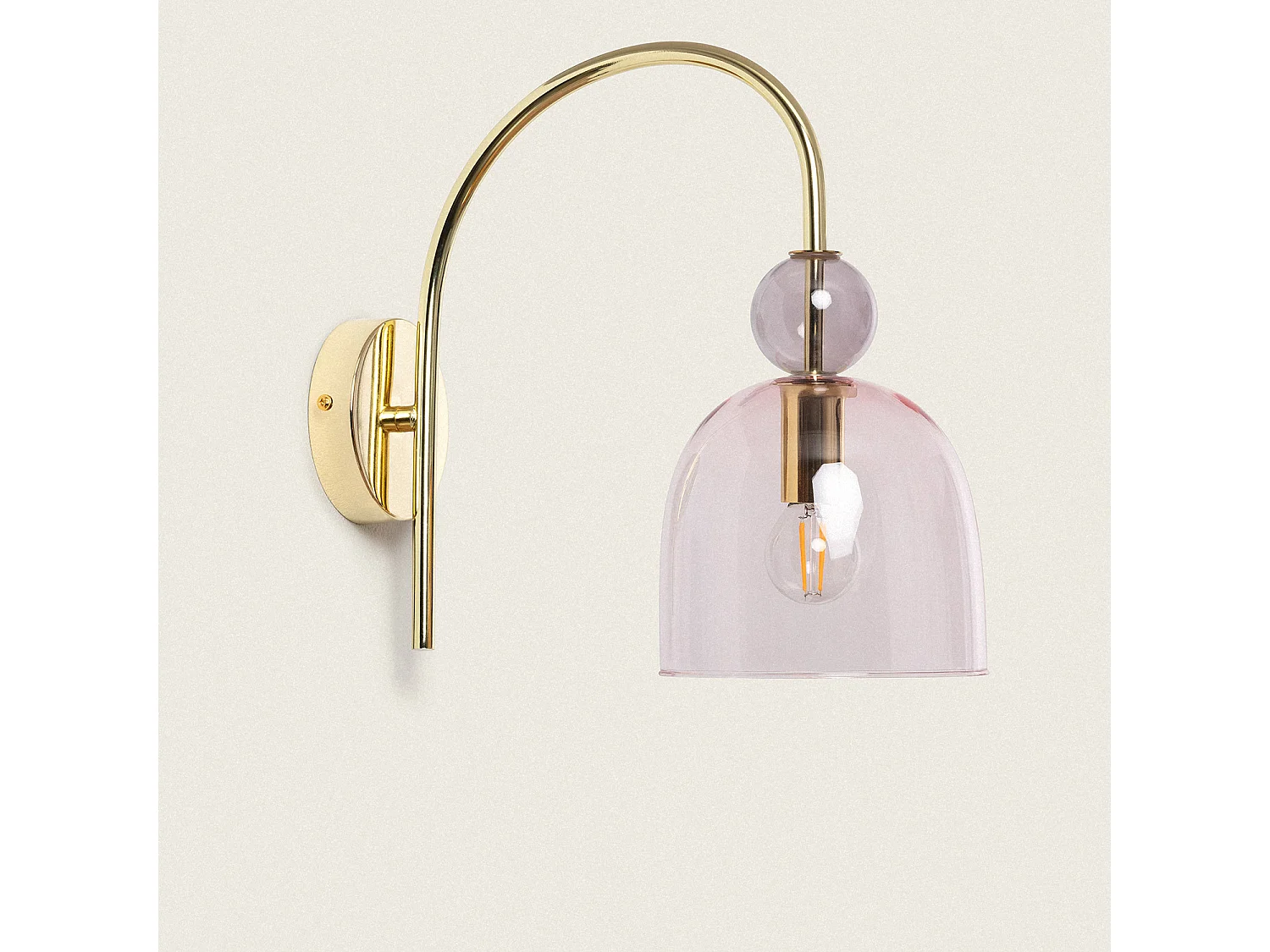 Lámpara de Pared Metal y Cristal Baudelaire Rosa