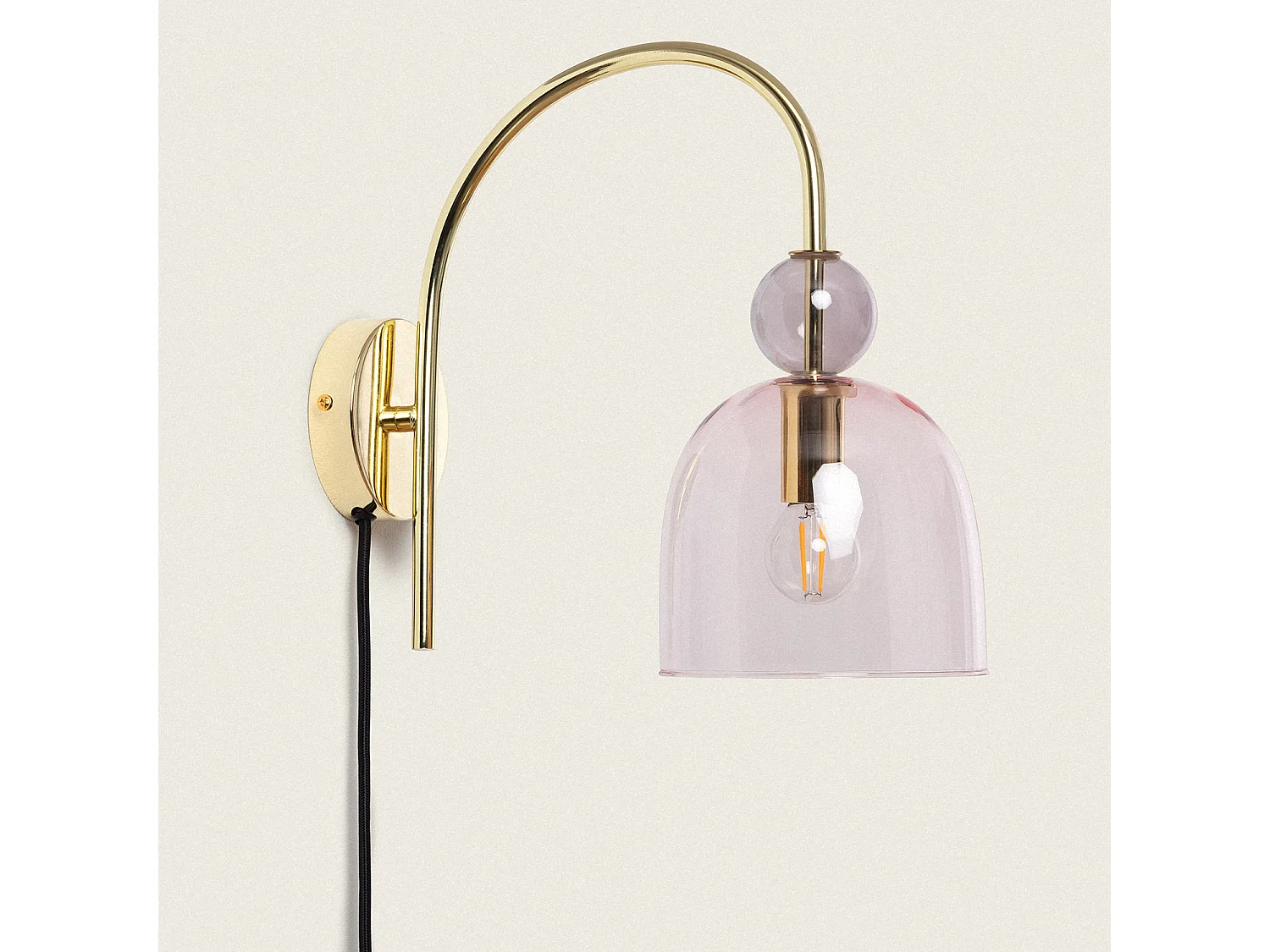 Lámpara de Pared Metal y Cristal Baudelaire Rosa