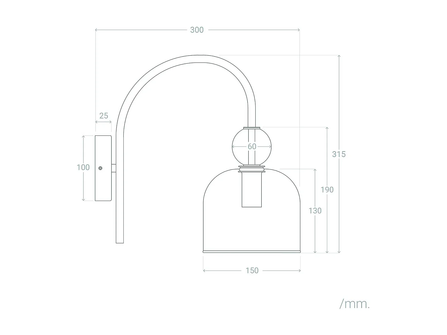 Lámpara de Pared Metal y Cristal Baudelaire Rosa