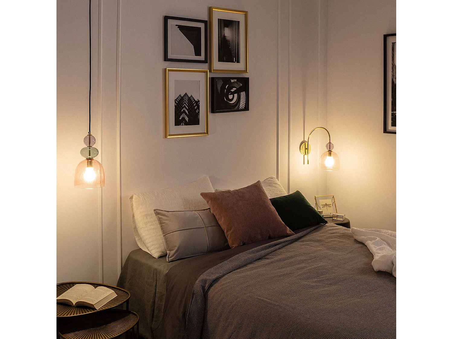 Lampe Murale Métal et Verre Baudelaire  Rose