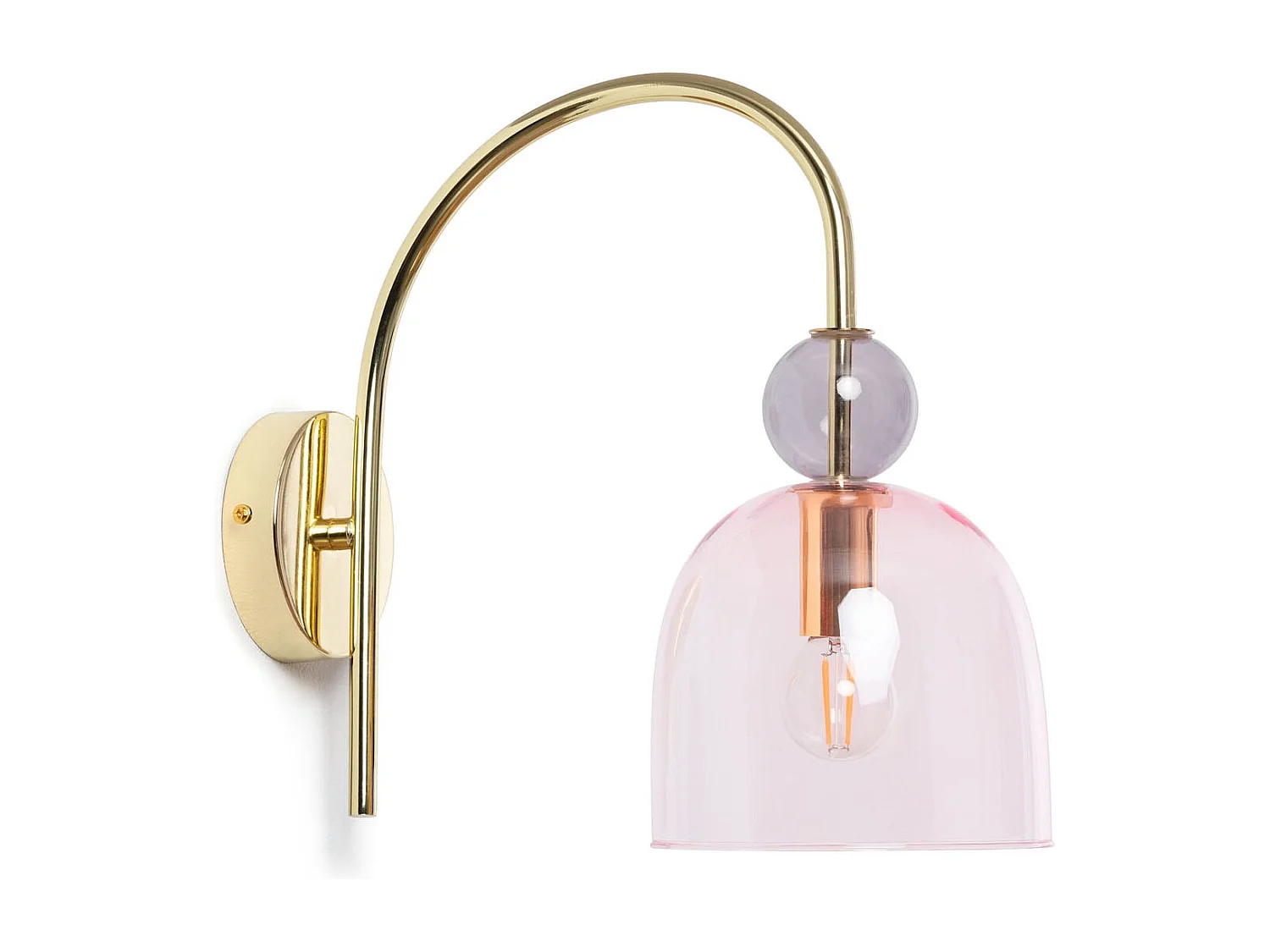 Lámpara de Pared Metal y Cristal Baudelaire Rosa