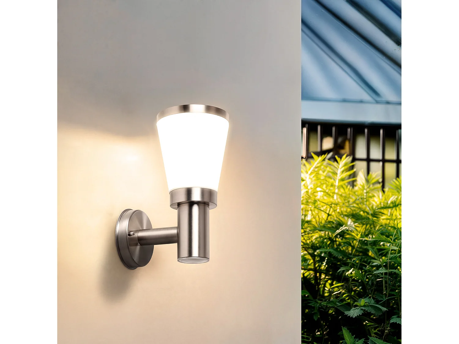 Aplique de Pared Exterior Acero Inoxidable Idun Plateado