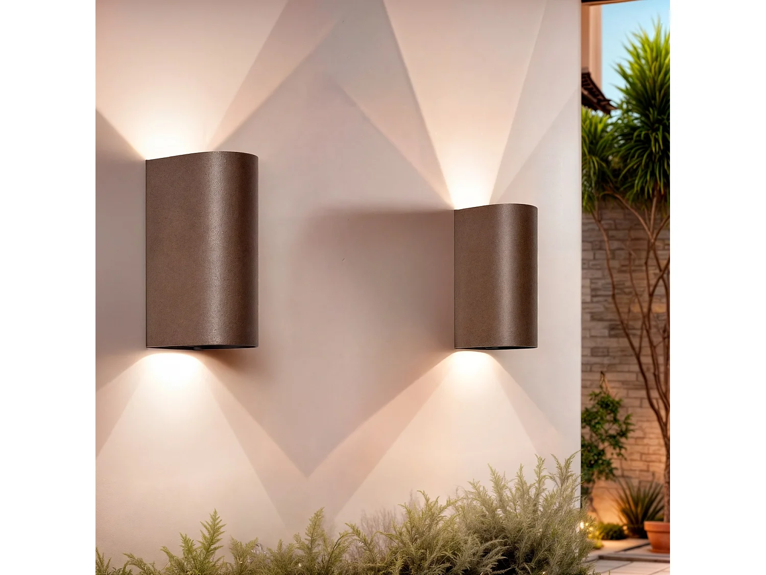 Aplique de Pared Exterior LED 10W Aluminio Iluminación Doble Cara CCT Seleccionable Denny Round Large Óxido