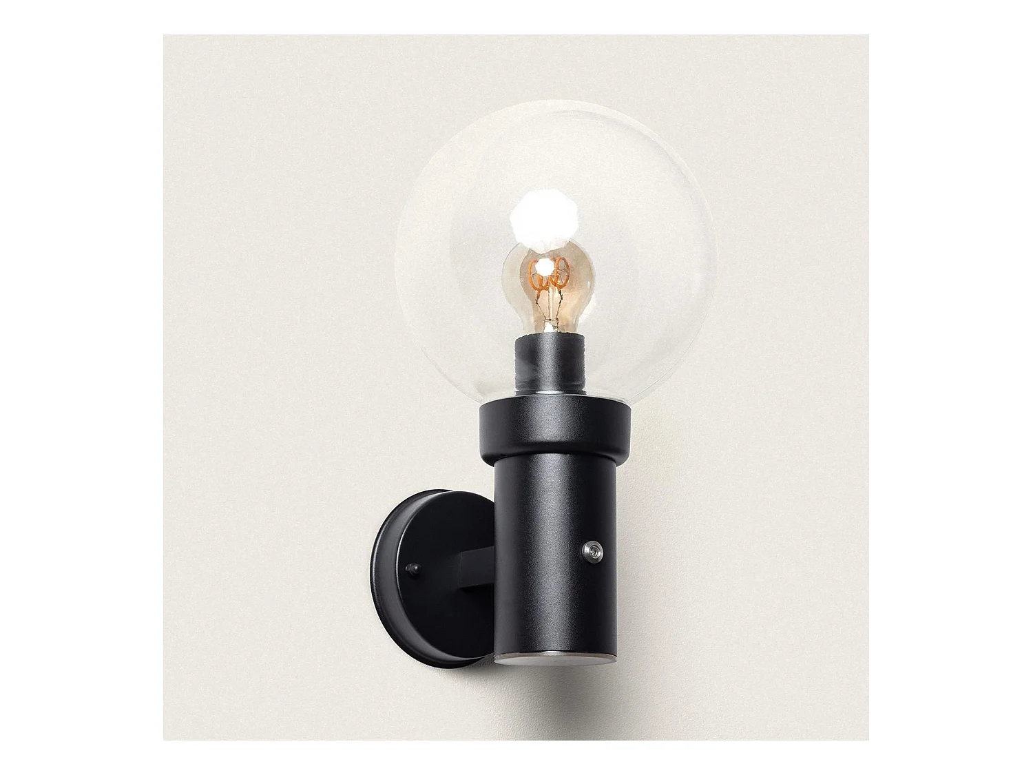 Aplique de Pared Exterior Acero Inoxidable con Sensor Crepuscular Optic Negro