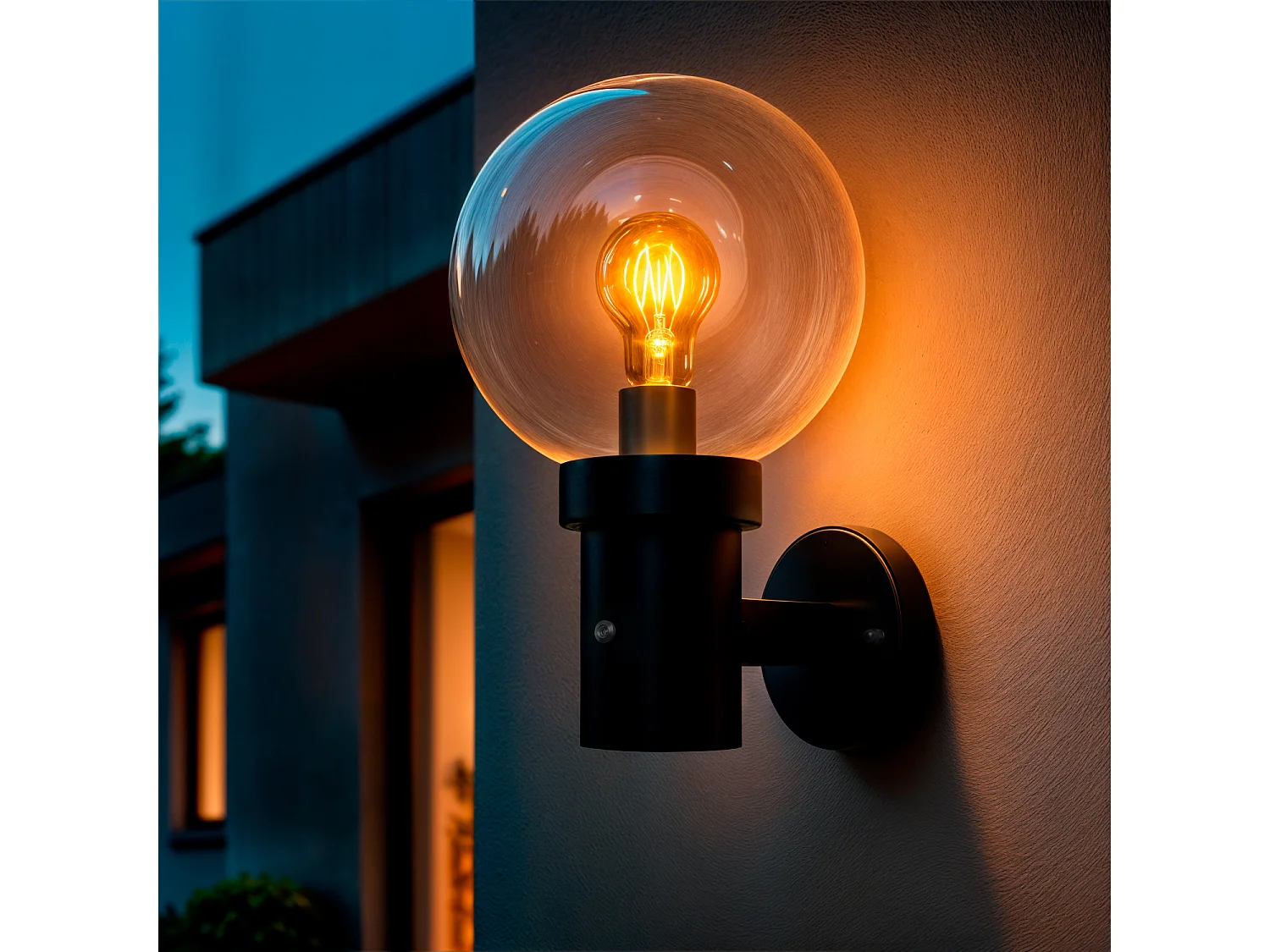 Applique Murale Extérieure Acier Inoxydable avec Capteur Crépusculaire Optic Noir