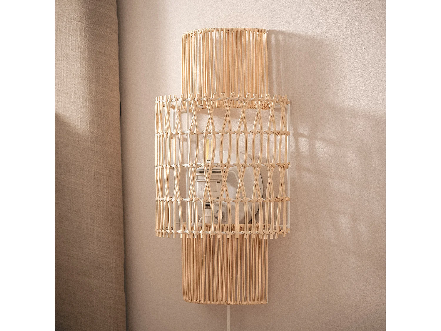 Applique Murale Papier Tressé Masego ILUZZIA Naturel