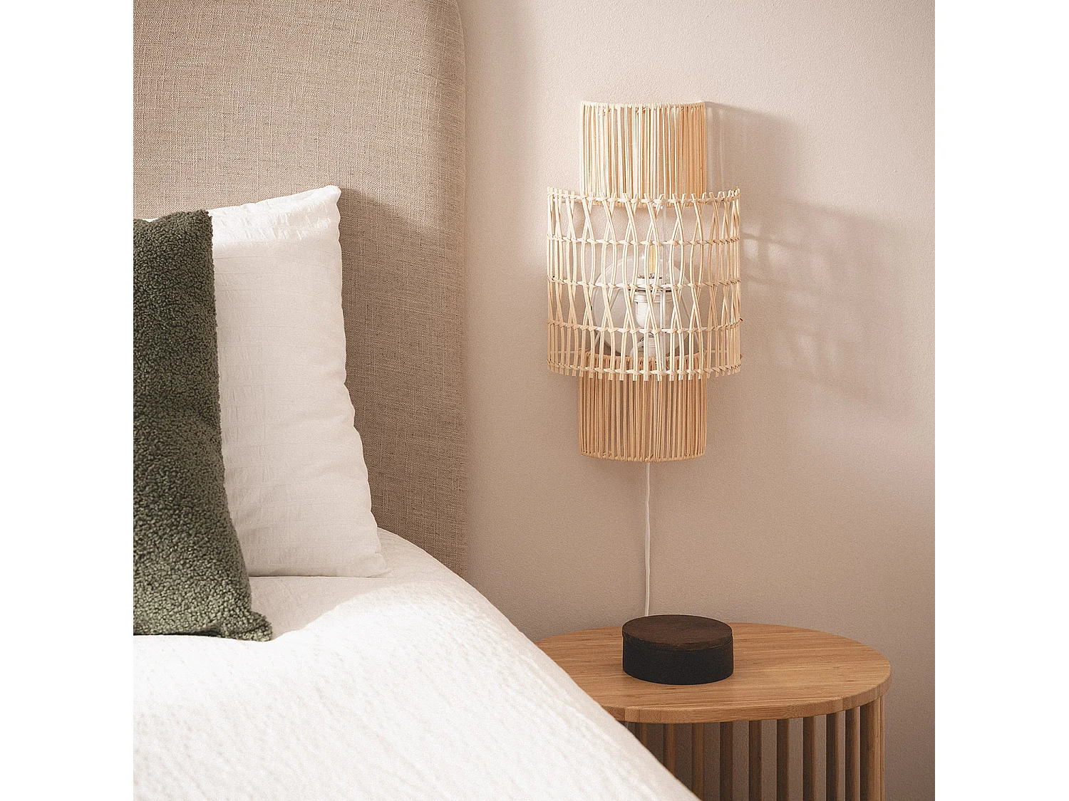 Applique Murale Papier Tressé Masego ILUZZIA Naturel