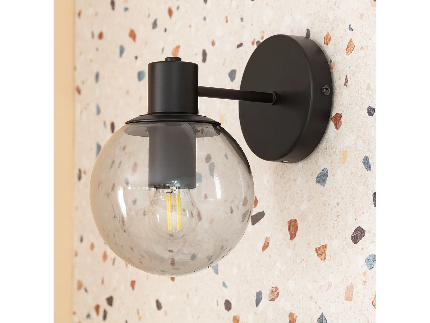 Lámpara de Pared Exterior Metal y Cristal Yanbu Negro