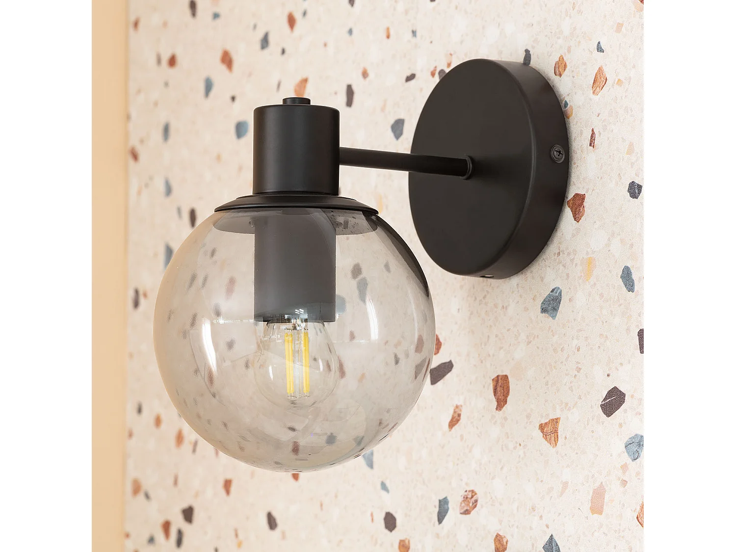 Lámpara de Pared Exterior Metal y Cristal Yanbu Negro