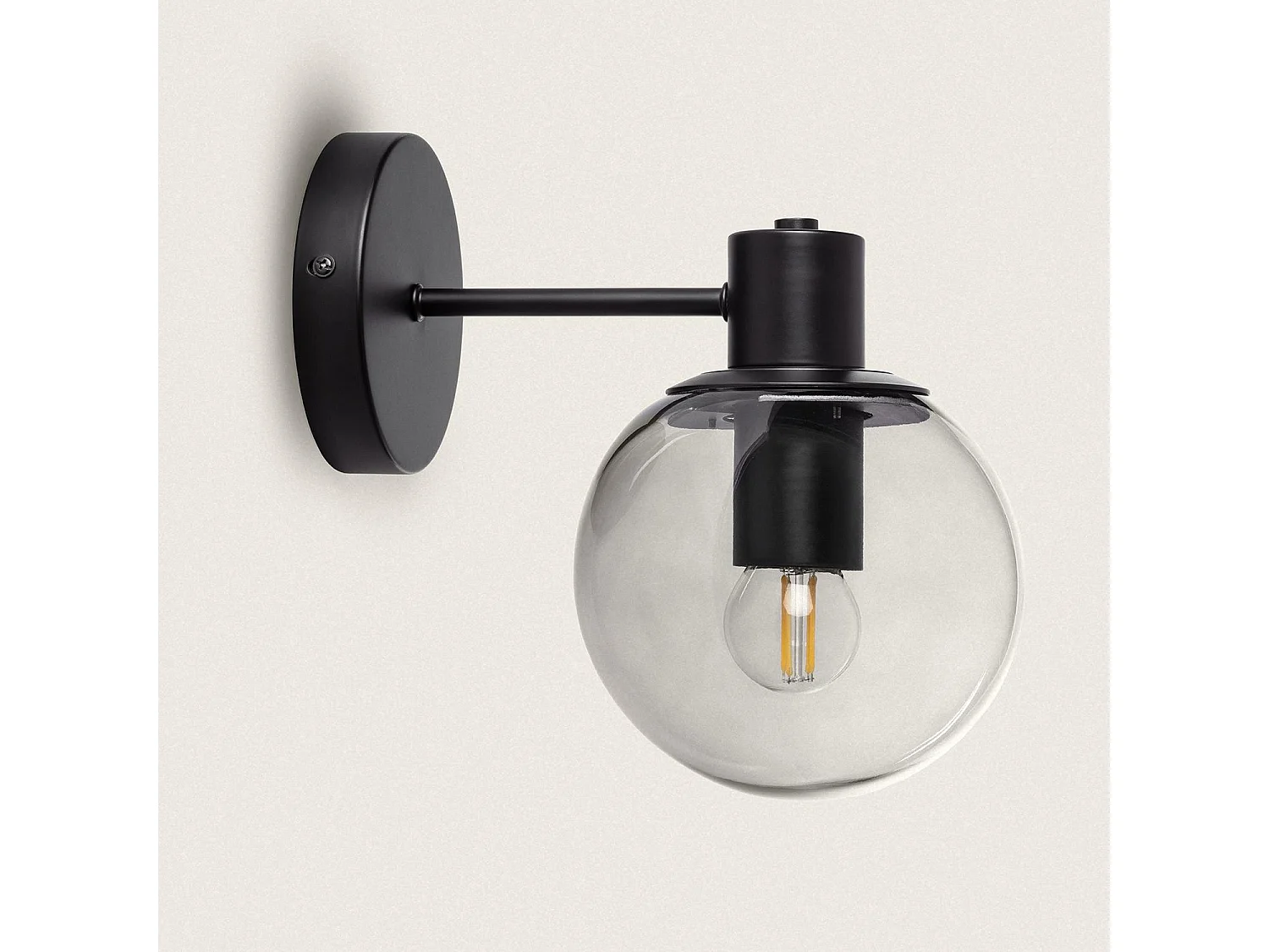 Lampe Murale Extérieur en Métal et Verre Yanbu Noir