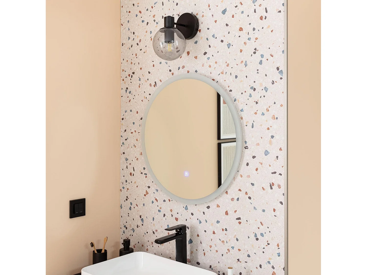 Lampe Murale Extérieur en Métal et Verre Yanbu Noir