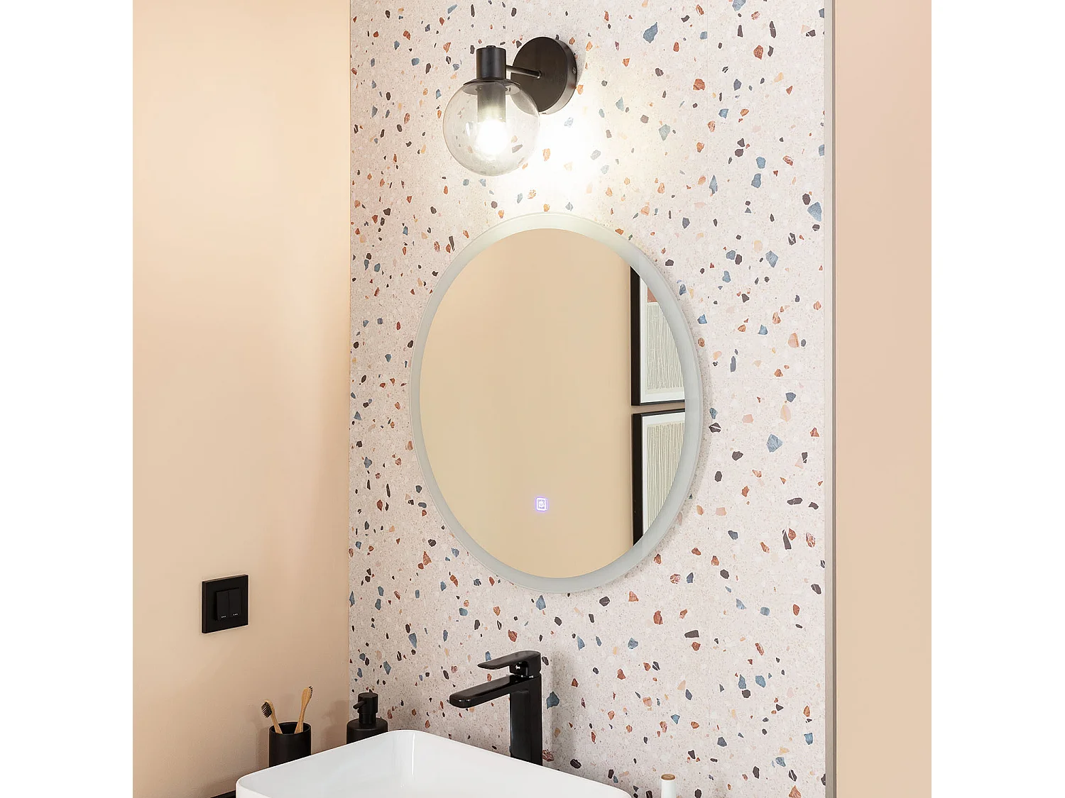 Lampe Murale Extérieur en Métal et Verre Yanbu Noir