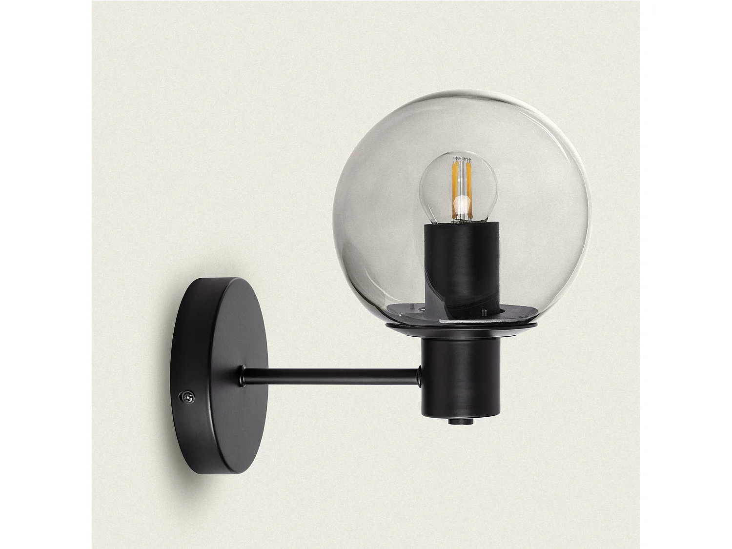 Lampe Murale Extérieur en Métal et Verre Yanbu Noir