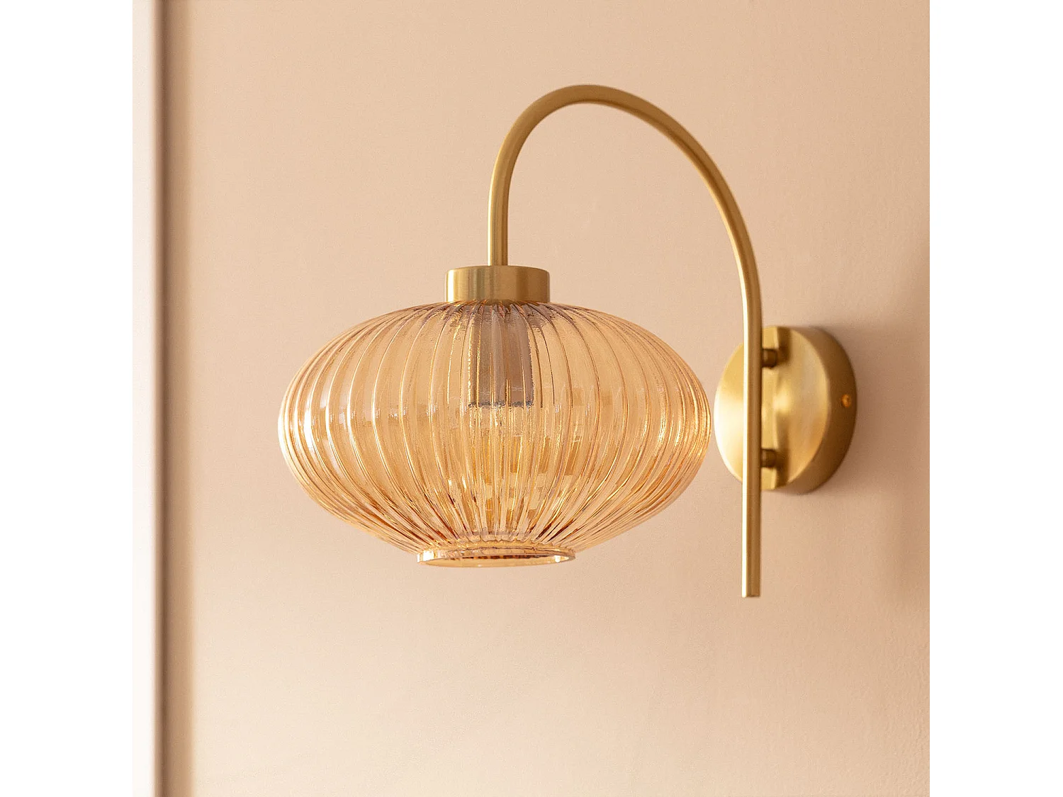 Lampe Murale Métal et Verre Basile Ambre