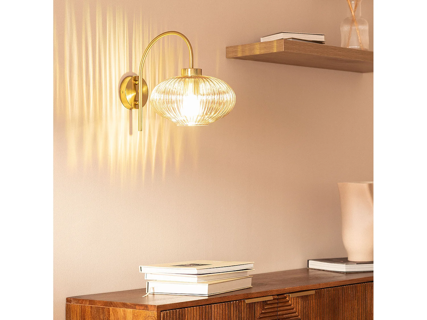 Lampe Murale Métal et Verre Basile Ambre