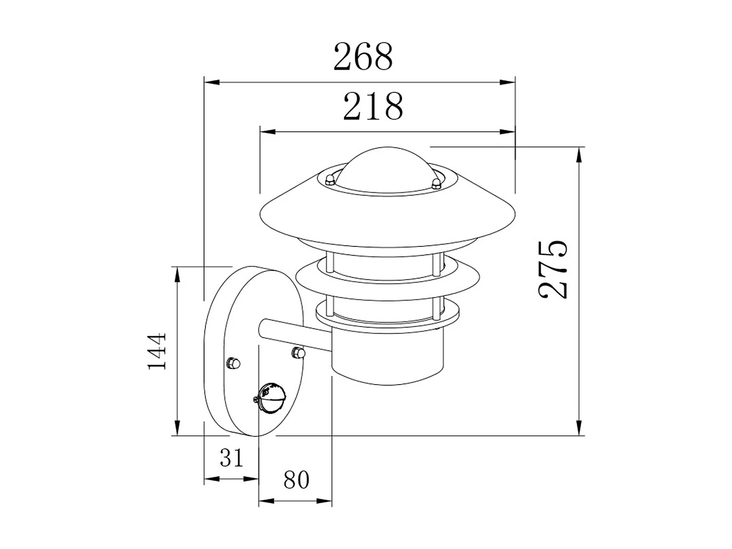 Applique da Parete Esterno Acciaio Zincato Stage con sensor PIR Argento