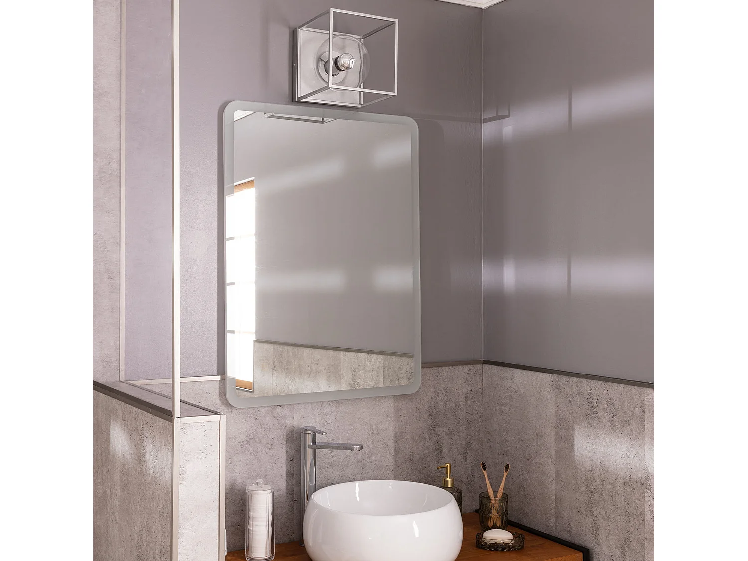 Lampe Murale Extérieure Métal et Verre Tabuk Argent