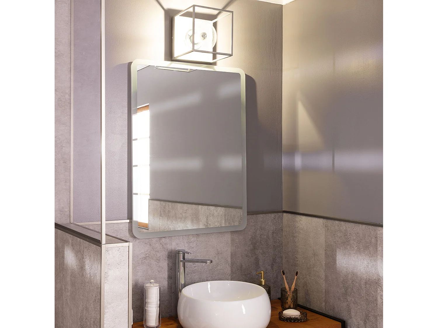 Lampe Murale Extérieure Métal et Verre Tabuk Argent