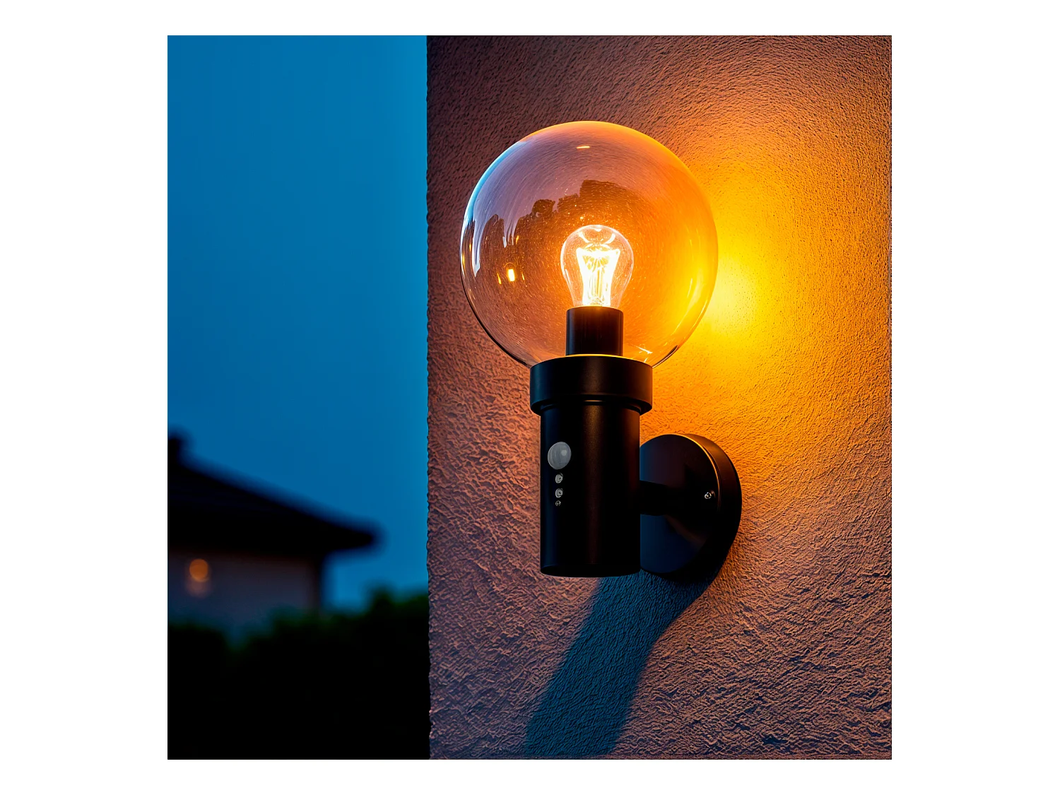 Aplique de Pared Exterior Acero Inoxidable con Sensor PIR Optic Negro
