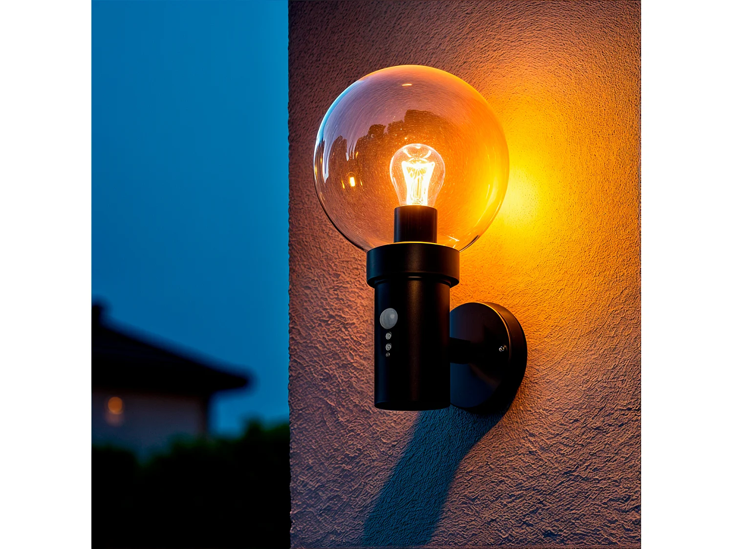 Applique Murale Extérieure Acier Inoxydable avec Détecteur PIR Optic  Noir