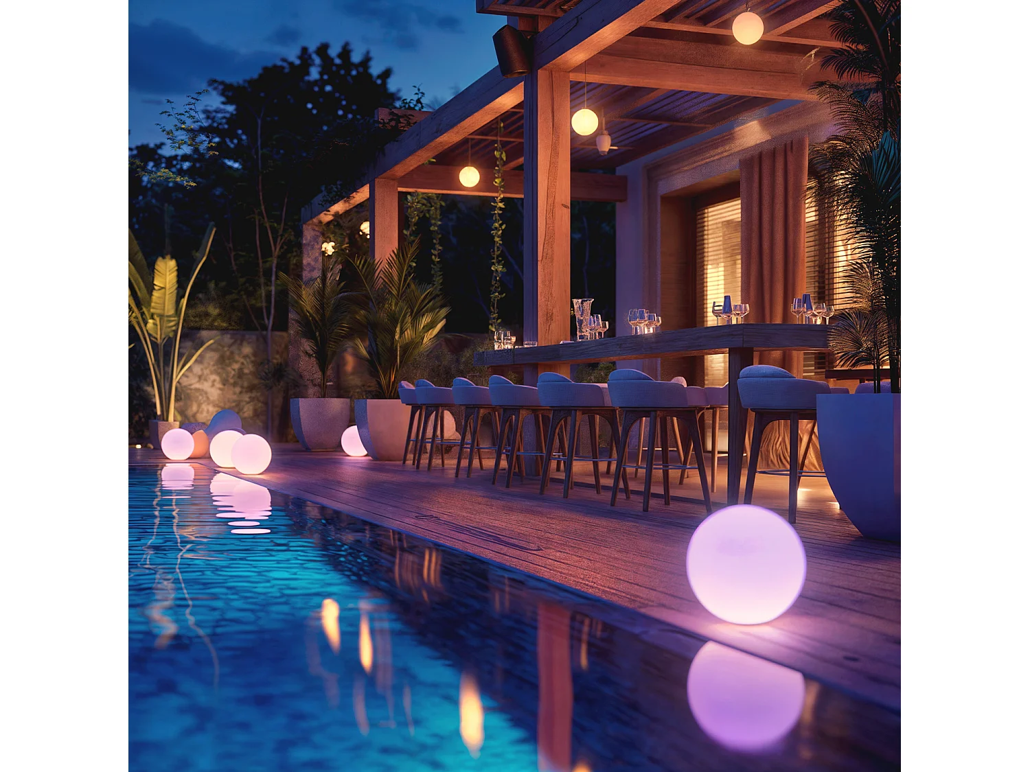 Esfera LED RGBW IP65 40cm Recargable