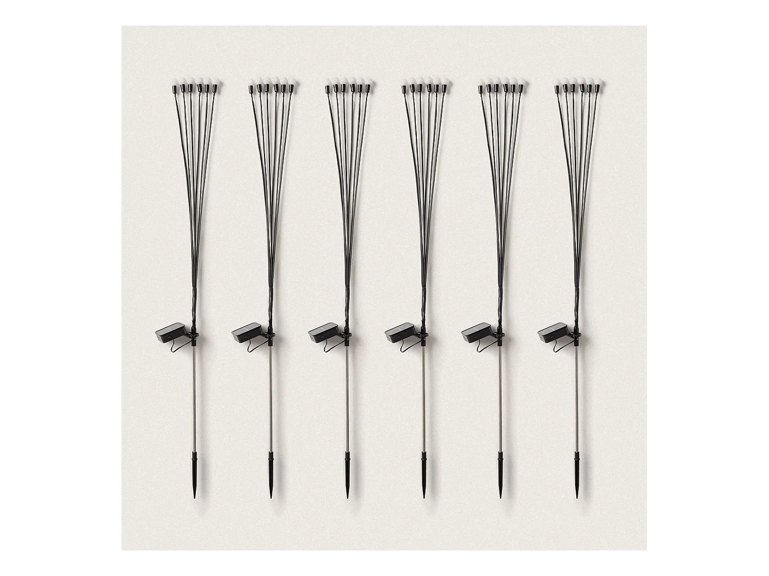 Pack de 6 Pinchos LED Solar Exterior LightningBug 3000K Blanco Cálido