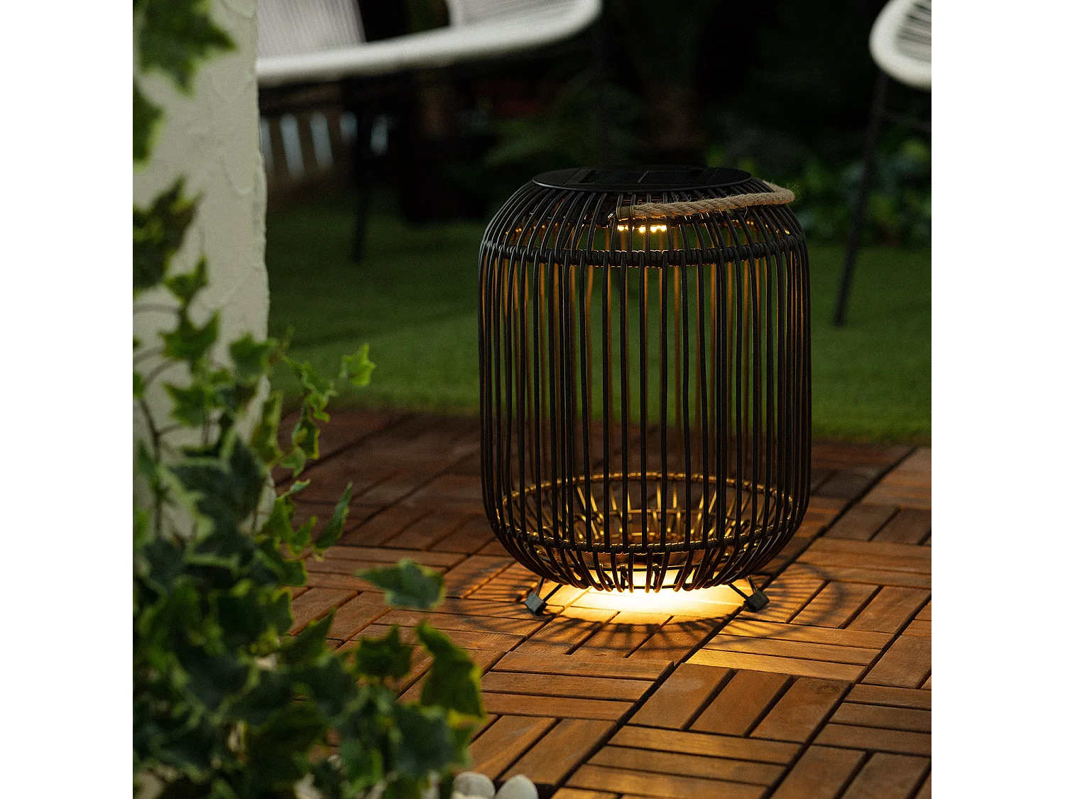 Lámpara de Mesa Exterior Solar LED Bhilai Marrón oscuro