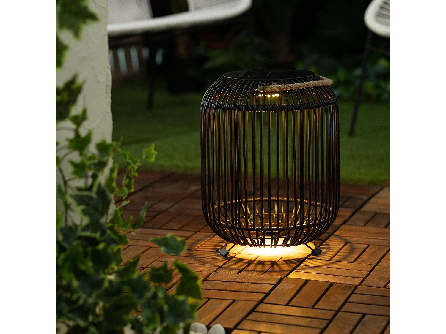 Lámpara de Mesa Exterior Solar LED Bhilai Marrón oscuro