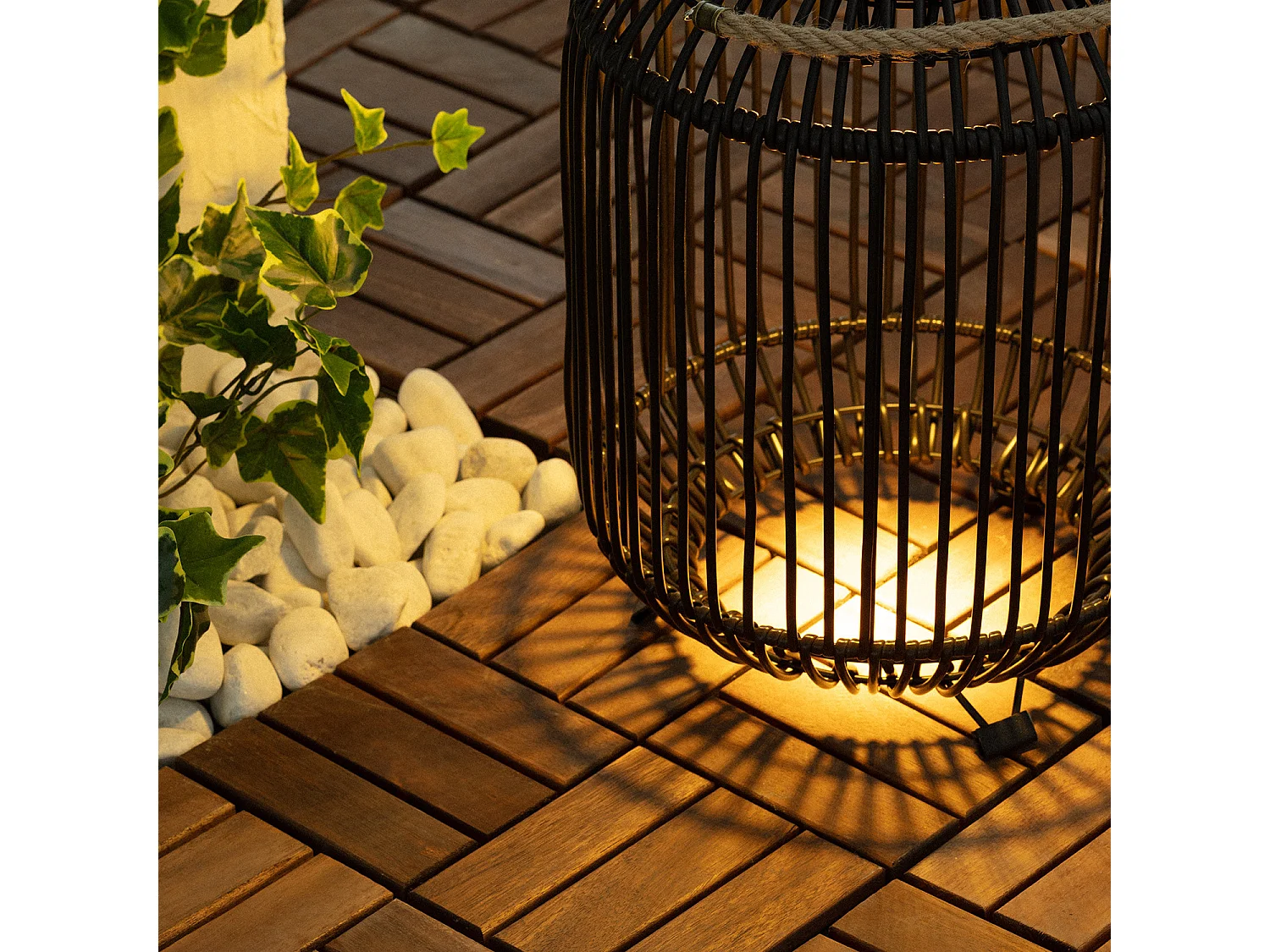 Lámpara de Mesa Exterior Solar LED Bhilai Marrón oscuro