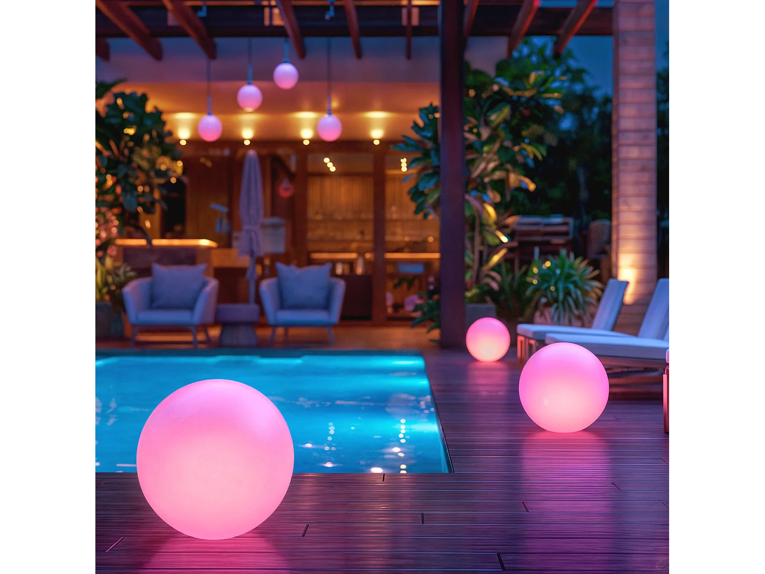 Sfera LED RGBW IP65 20cm Ricaricabile