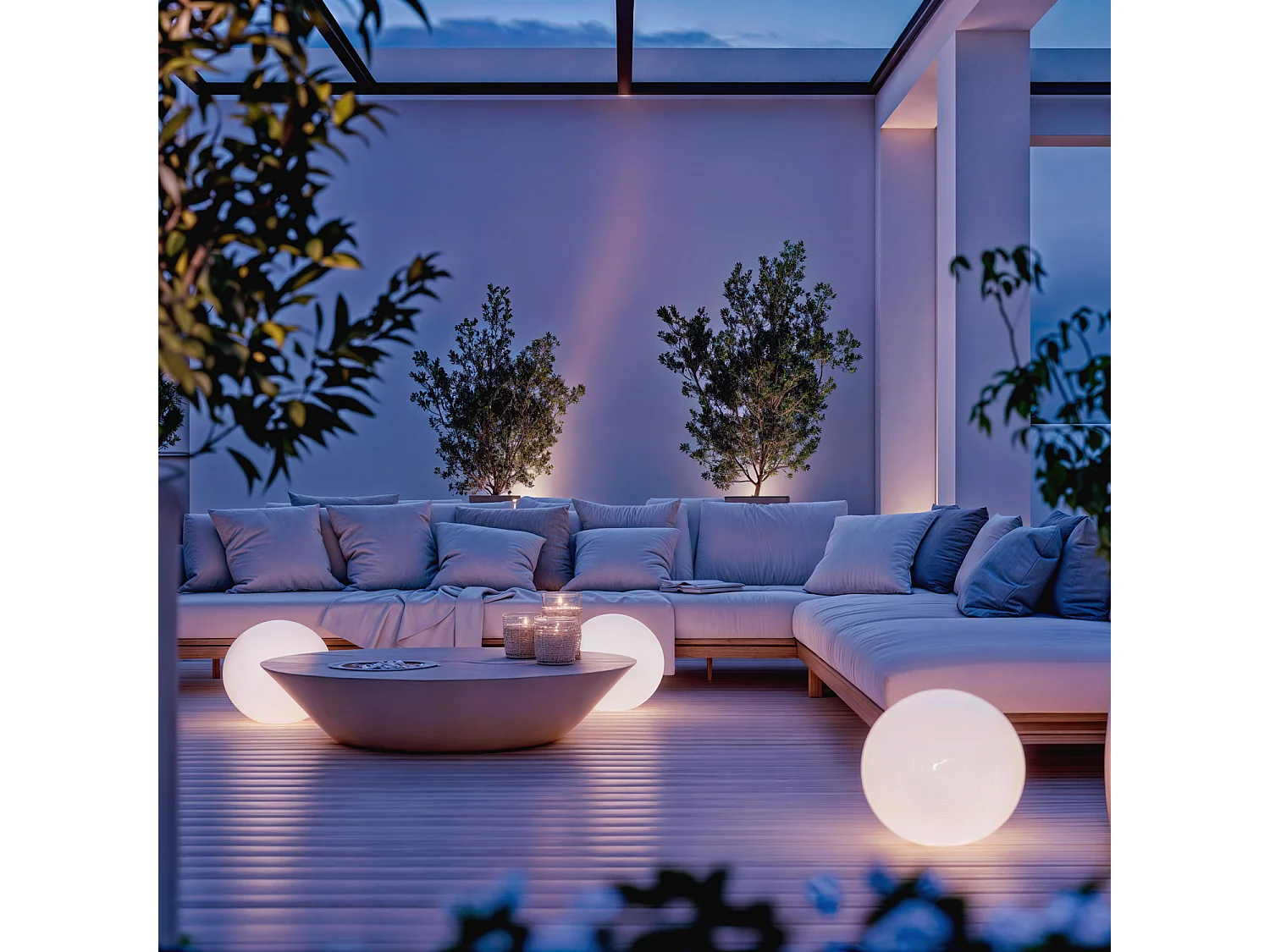 Sphère LED Solaire 25cm  3000K Blanc chaud