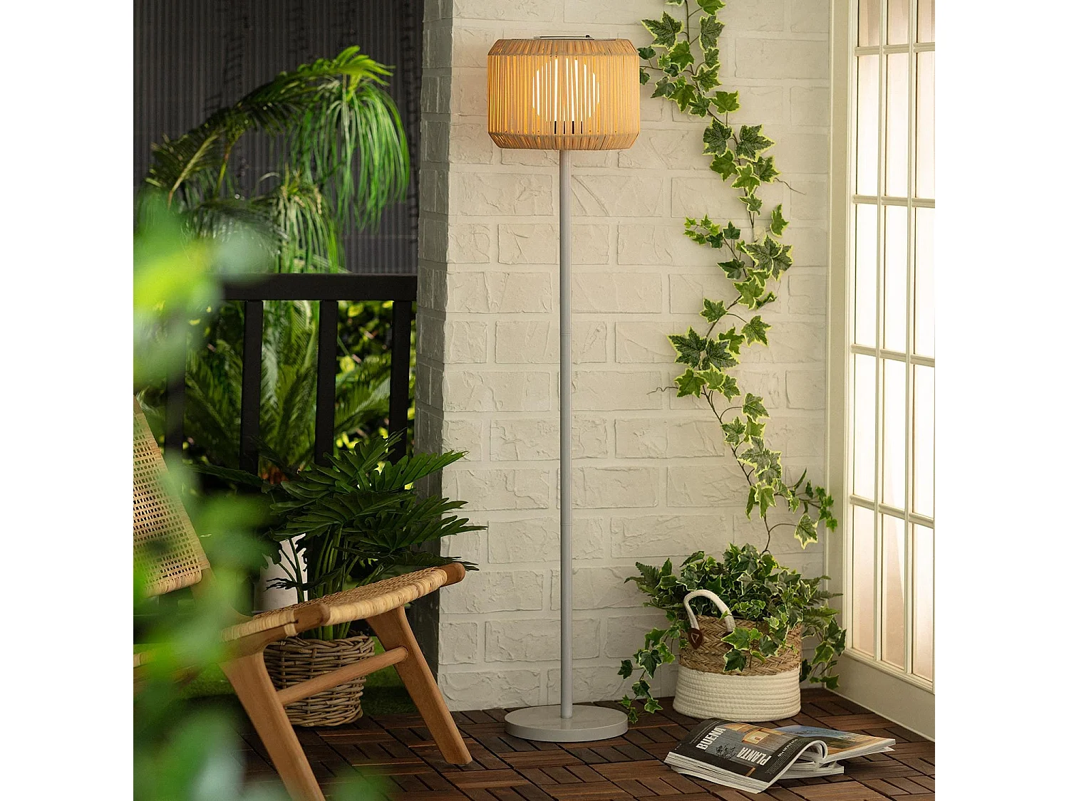 Lampadaire LED Extérieur Solaire Métal Nygala Naturel