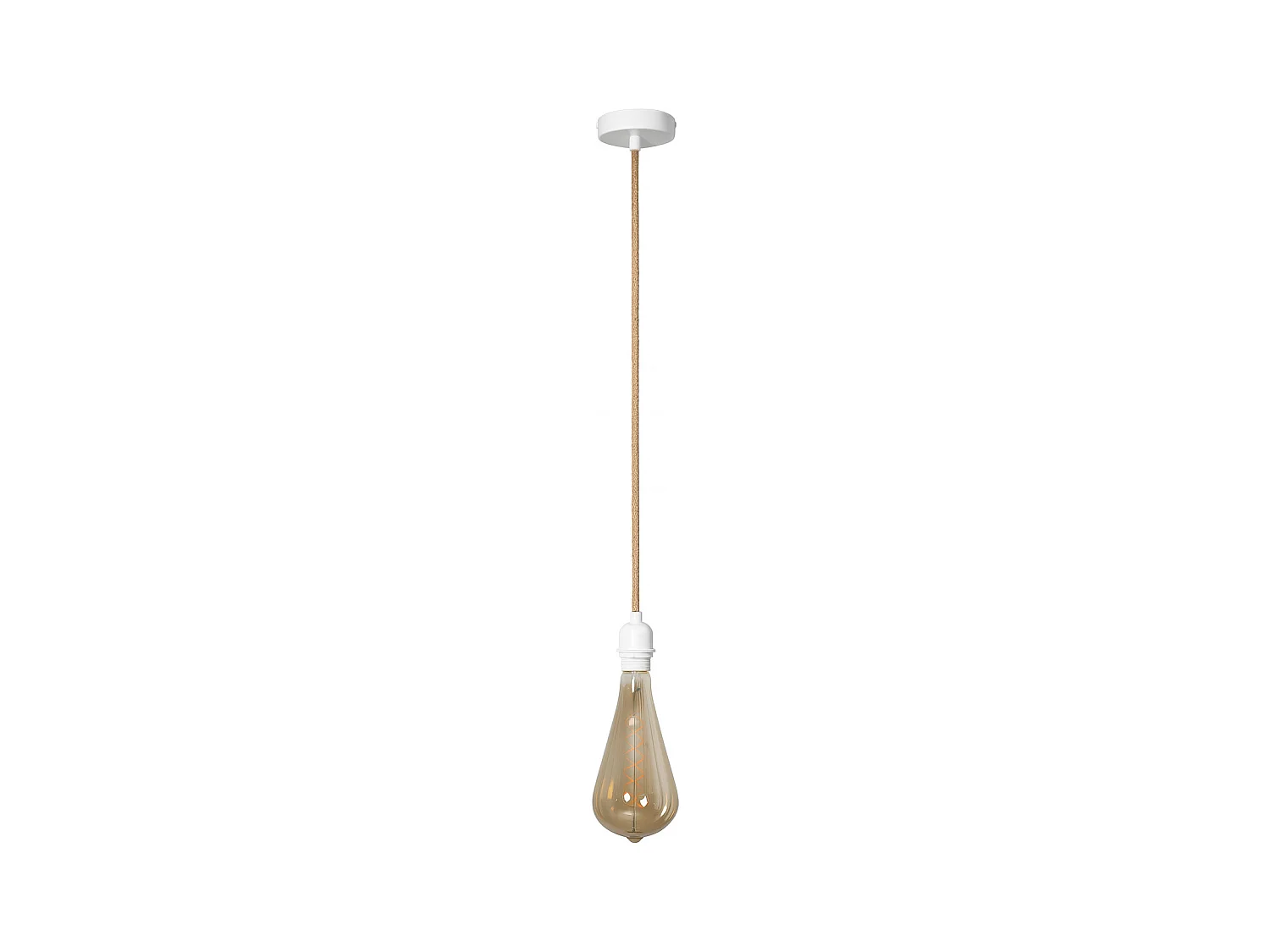 Suspension avec Câble Textile Naturel et Blanc sans Abat-jour Naturel