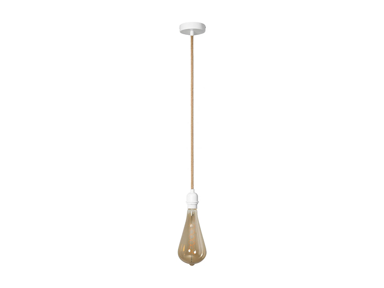 Lampada a Sospensione con Cavo Tessile Naturale e Bianco Naturale