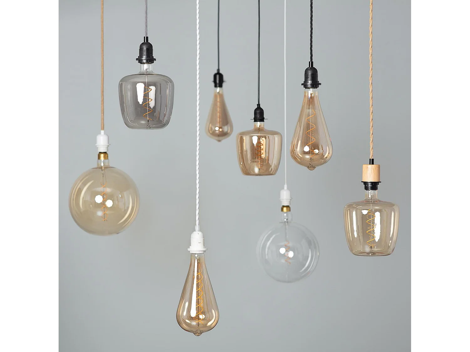 Lampada a Sospensione con Cavo Tessile Naturale e Bianco Naturale