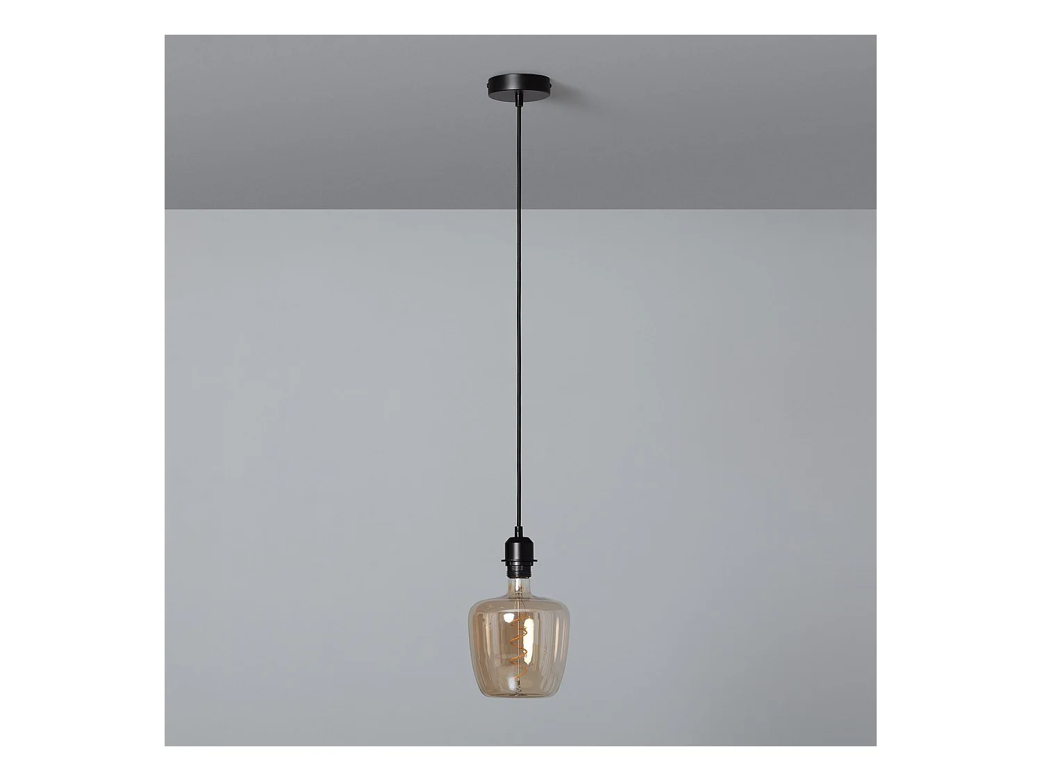 Lampe Suspendue Câble Textile Naturel Noir Naomie Noir